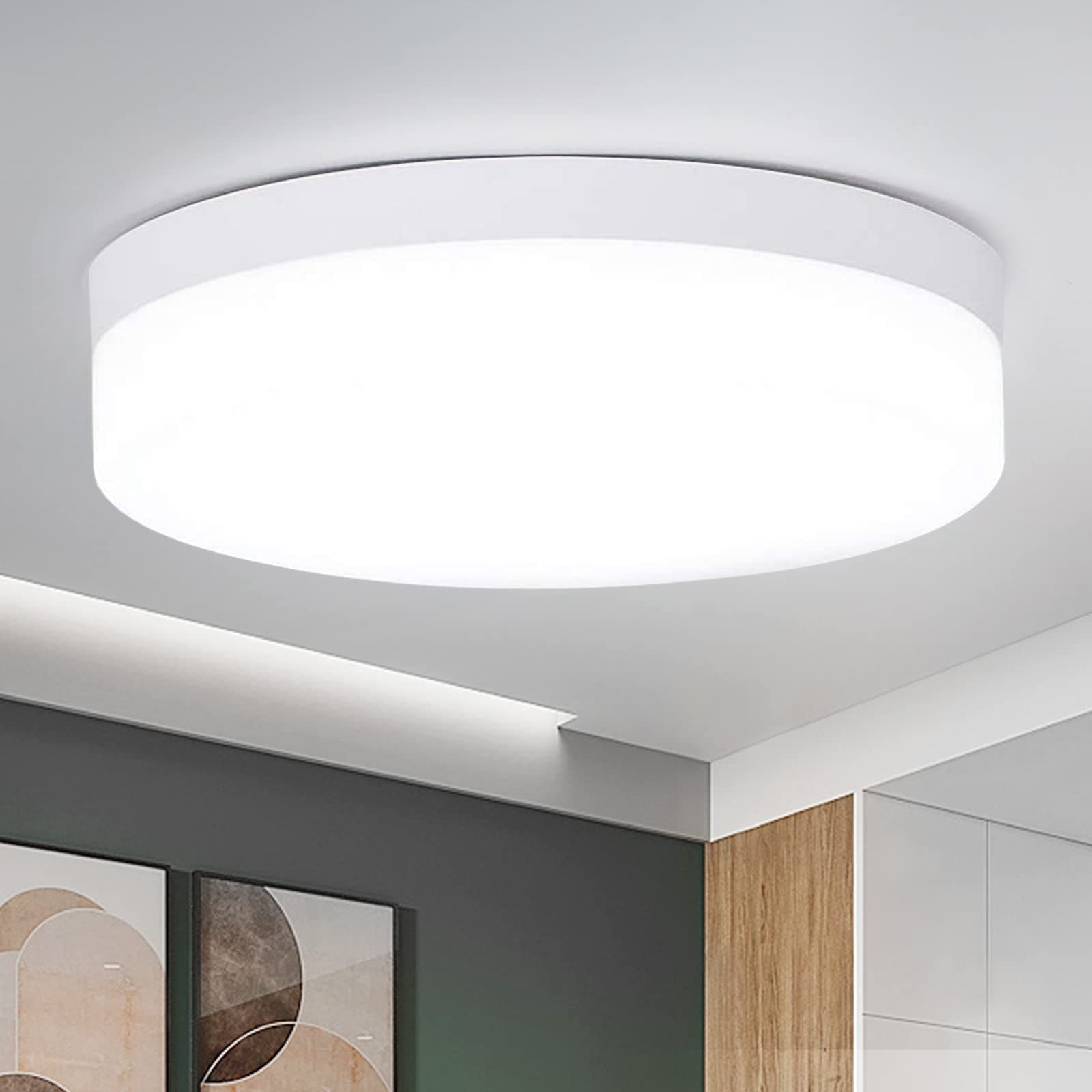 DLLT 18W Flush Mount LED Ceiling Light, 7.09 Inch 6000K Round Surface Mounted Lighting Fixture, 160W Equivalent White Ceiling Lamp for Kids Room/Closet/Bedroom/Dining Room/Bathroom, Non-Dimmable