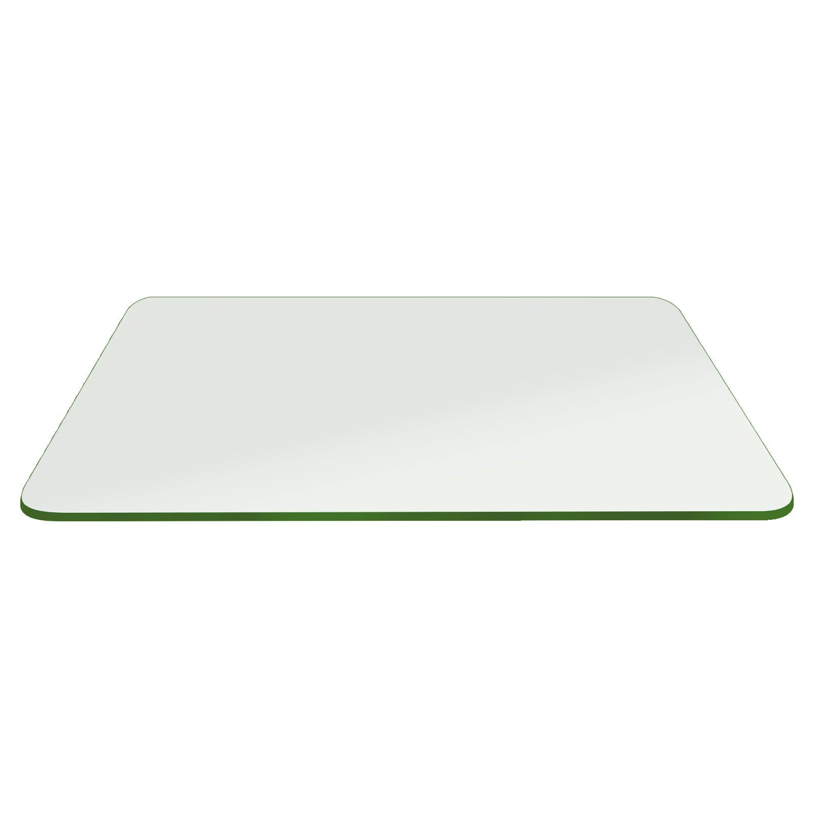 Fab Glass and Mirror 16" x 30" Rectangle 3/8" Thick Tempered Pencil Edge Polish Touch Corners Glass Table Top, Clear