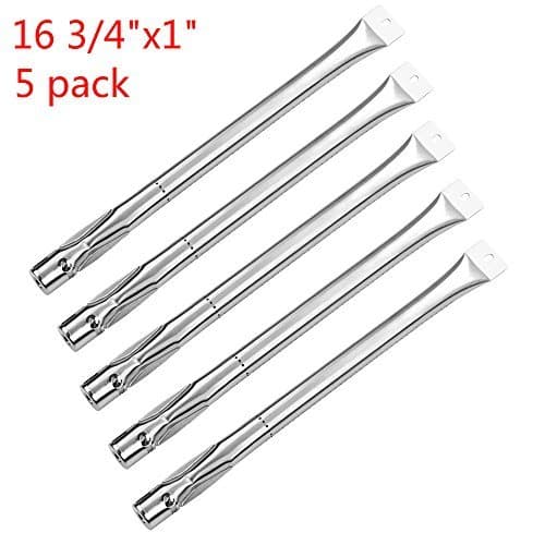 GasSaf Grill Burner Replacement for Master Forge 2518-3, 3218LT, 3218LTM, 3218LTN, L3218, P3018, Kenmore 148.1665601 & Other Grill Models, 5-Pack16 3/4 inch Stainless Steel Burner Tube(16 3/4" x 1")