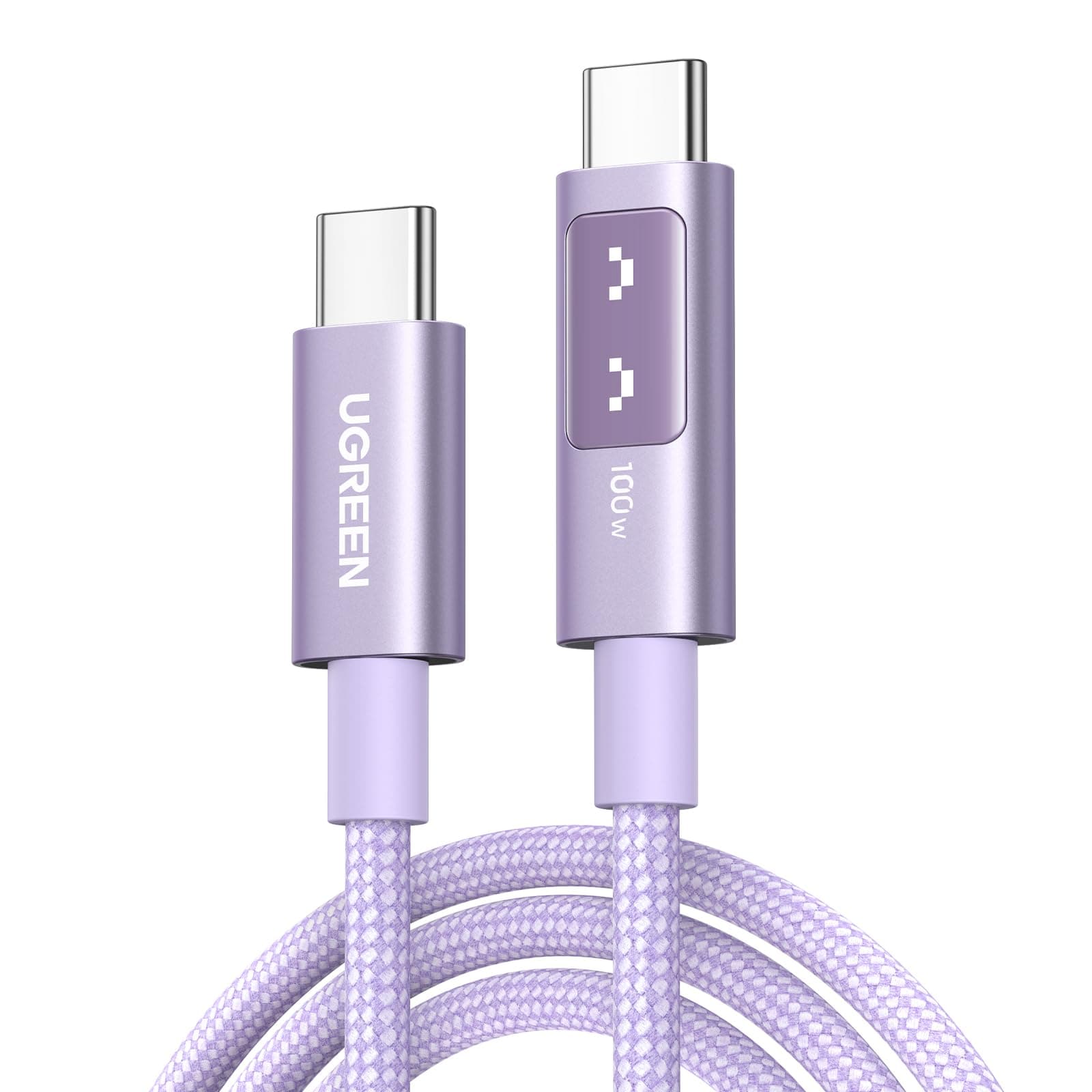 Uno USB C to USB C Cable 100W Fast Charging Cable Type C Charging Cord with LED Display for iPhone 17/17 Air/17 Pro/17 Pro Max/16, MacBook Pro/Air, iPad Pro/Air, Galaxy S25 Ultra 3.3FT Purple