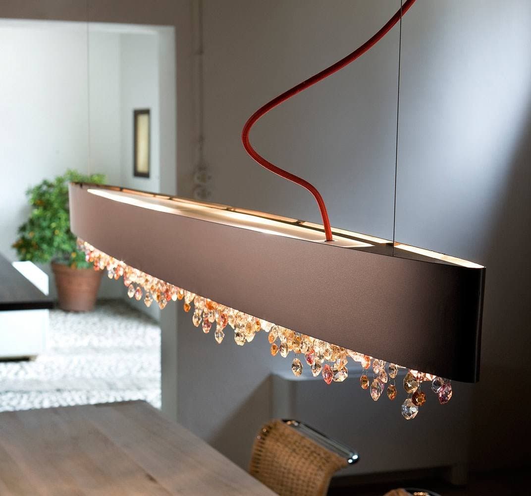 Olà LED Dining Table Lamp Bronze Pendant Light Dimmable Made in Italy Handmade High Quality Crystal Lamp for Dining Table Exclusive Ceiling Lamp LED Dining Table Lamp Modern and High Quality