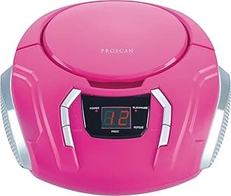 SYLVANIA PROSCAN ELITE Portable CD Boombox with AM/FM Radio, Pink