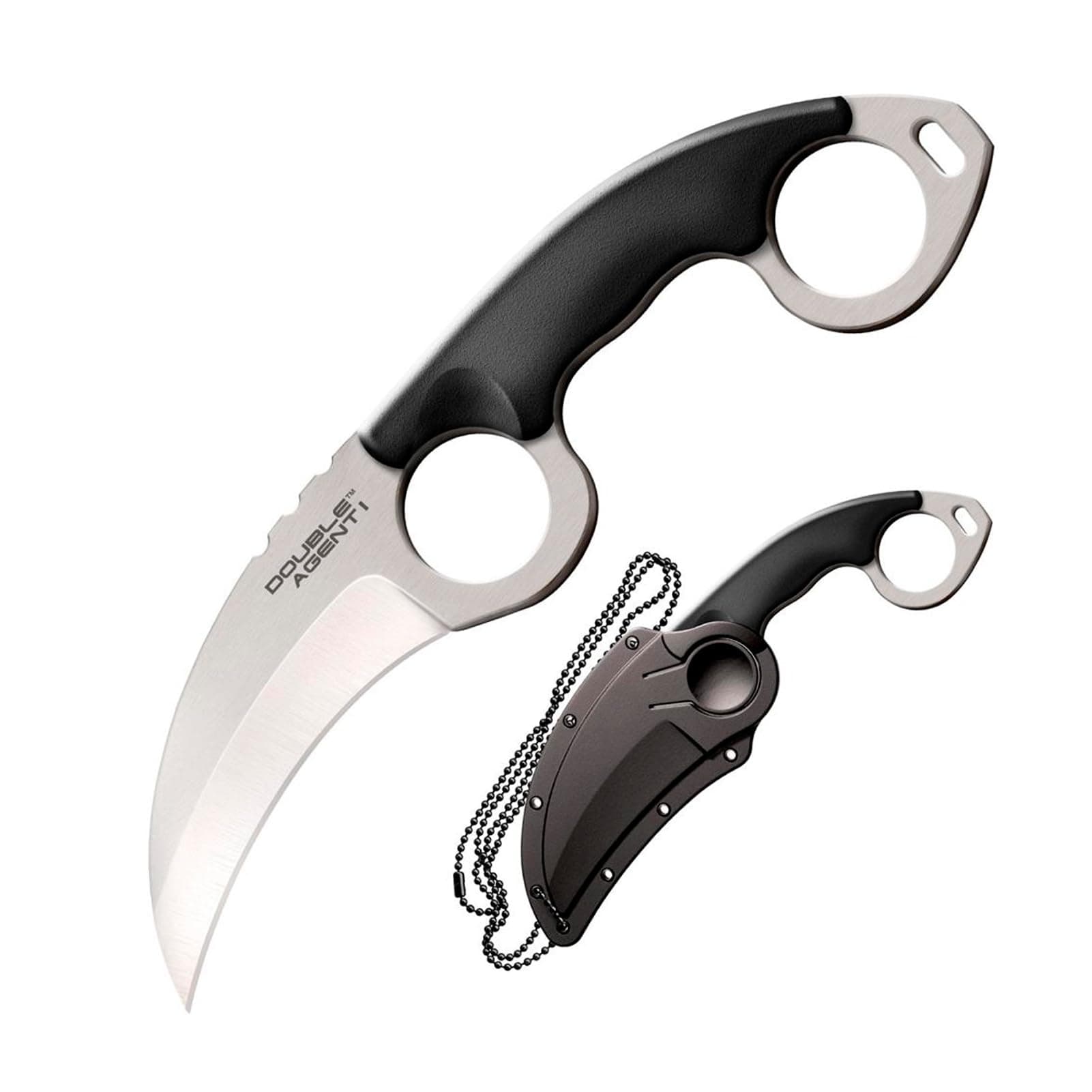 Double Agent Durable Lightweight Japanese AUS8A Steel Karambit Shape 3" Fixed Blade Tactical Outdoor Hunting Knife, Kray-Ex Handle, Secure-Ex Sheath