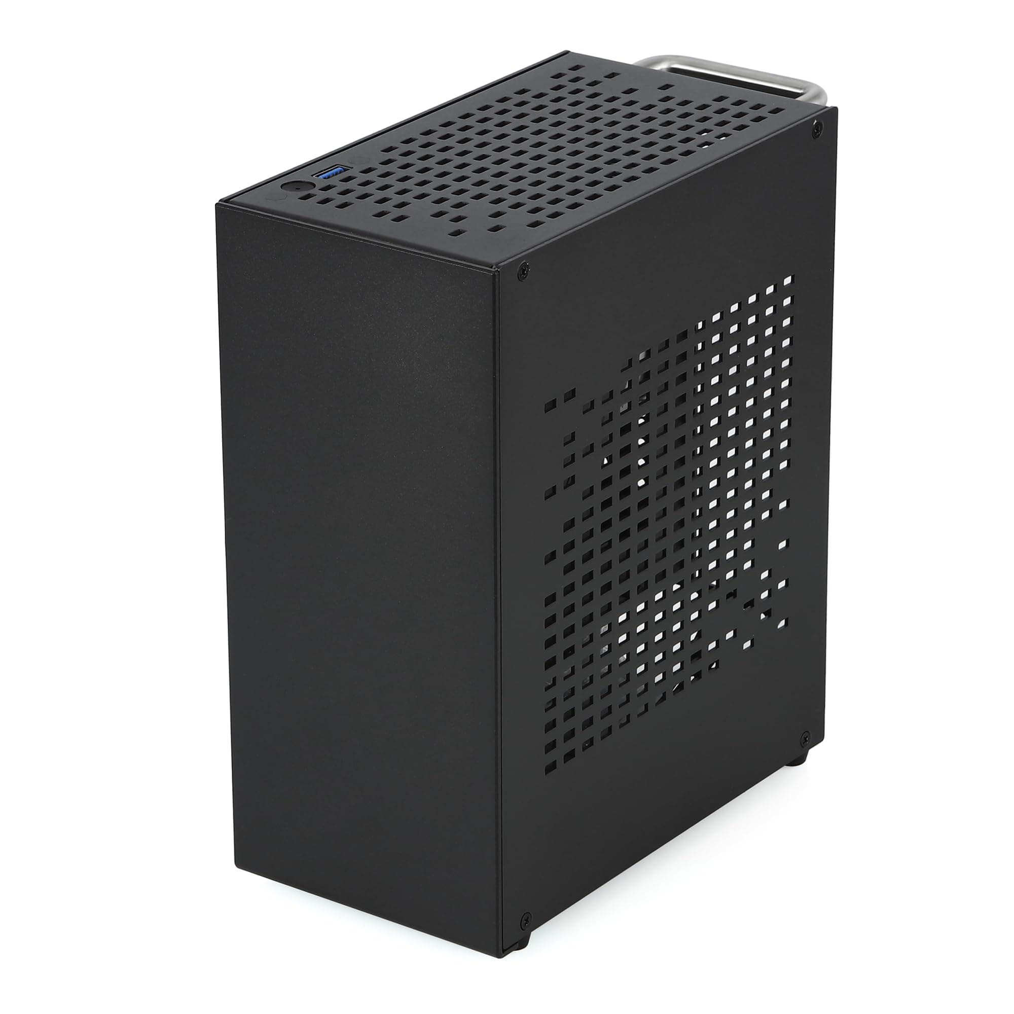 A07 Black Aluminium Desktop Mini-ITX Computer Chassis with PCIE 4.0 Raiser