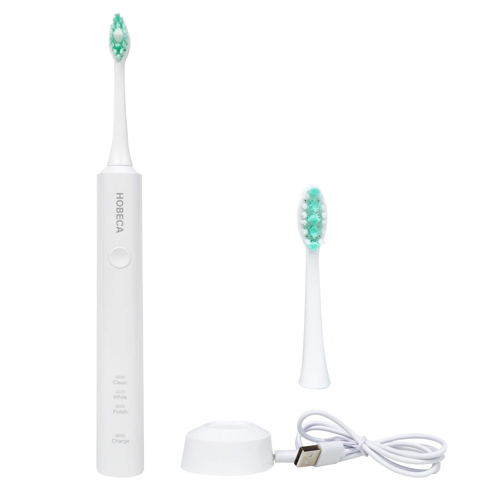 HOBECA Sonic Electric Toothbrushes, Vary Brushing Modes with Memory, Smart Timers, Replaceable Brush Head, 35 days long life, Waterproof, USB Rechargeable, Dentists Recommend, White, T1702