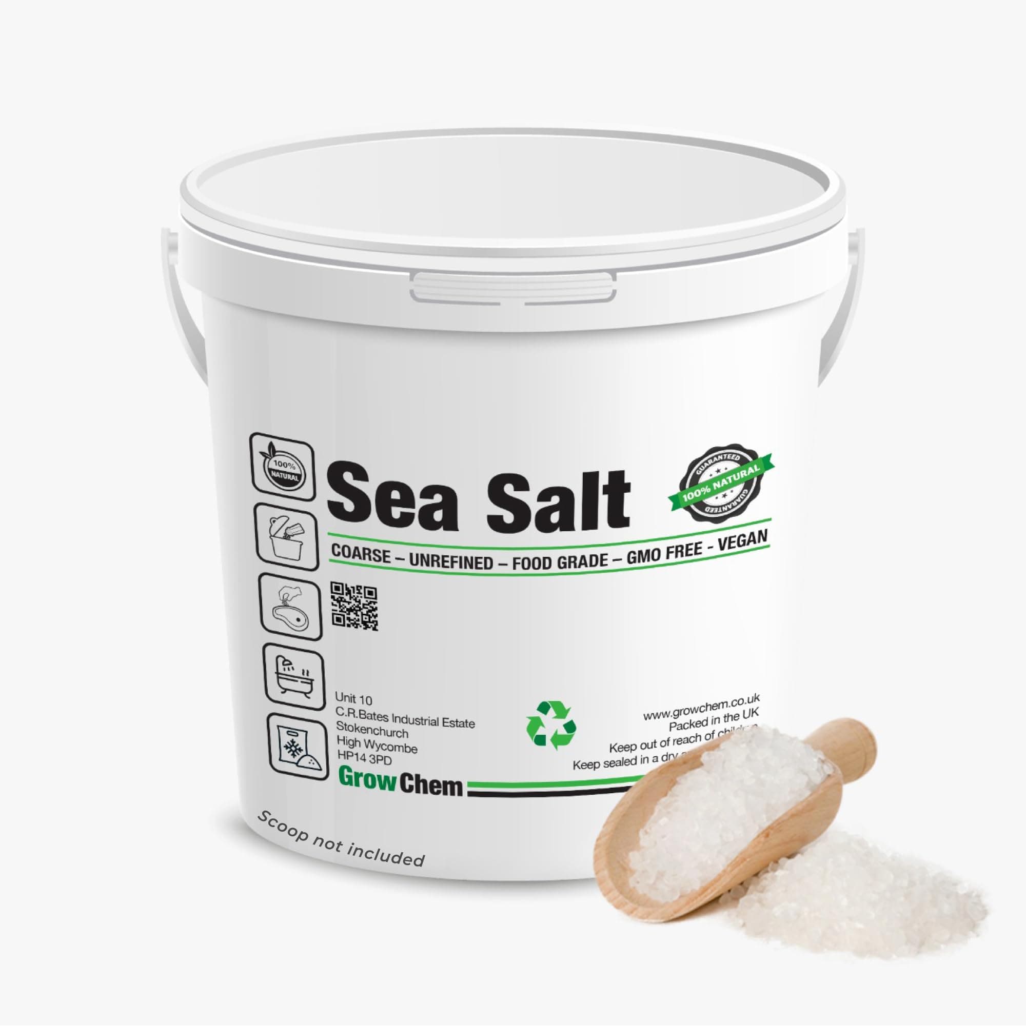 Natural Sea Salt, 1Kg Bucket, Pure Coarse Sea Salt Crystals, 100% Natural Salt, Gluten Free, Vegan and Kosher Certified for Cooking, Seasoning, Bath, Beauty and Salt Grinders