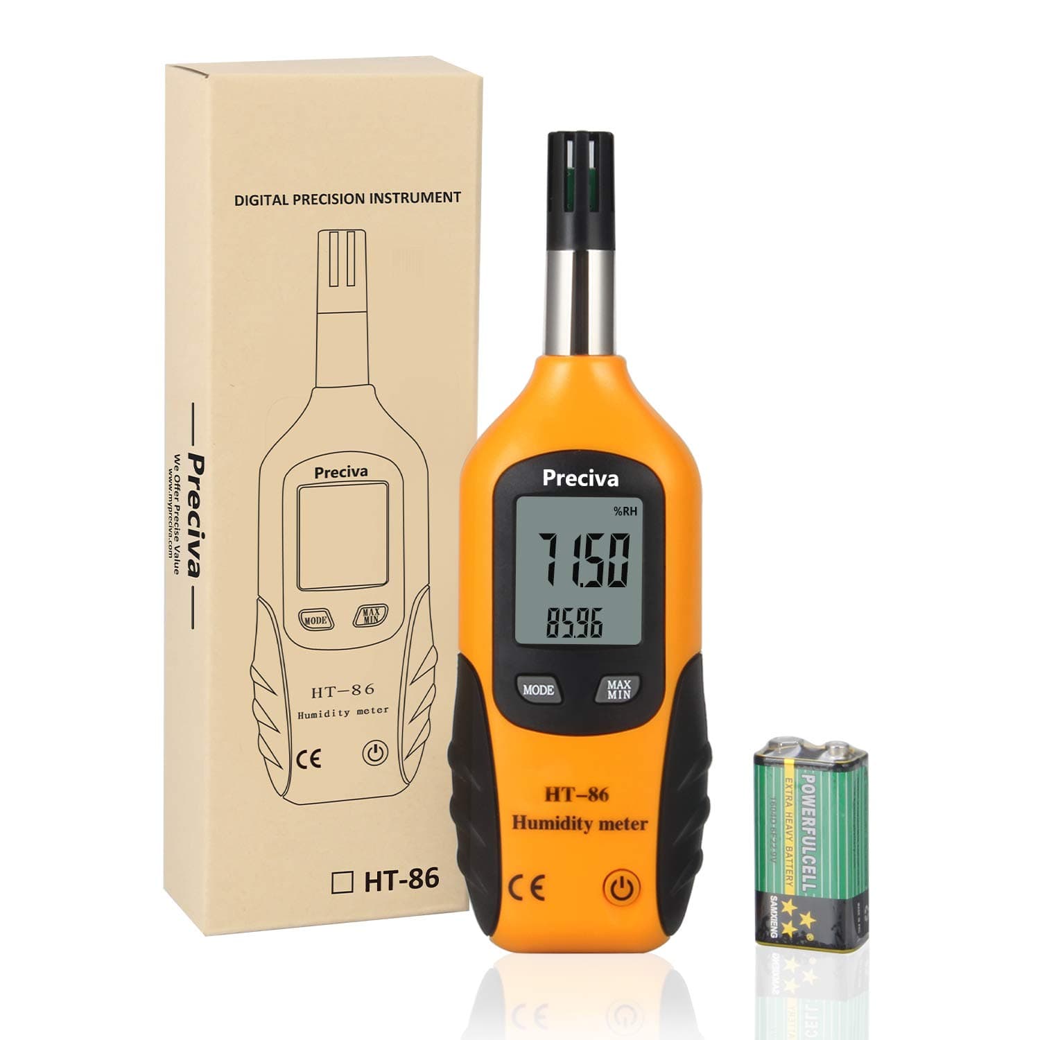 Digital Psychrometer Thermo-Hygrometer, LCD Mini Temperature and Humidity Meter with Dew Point and Wet Bulb Temperature Hygrometer for Industry, Agriculture, Meteorology (9V Battery Included)