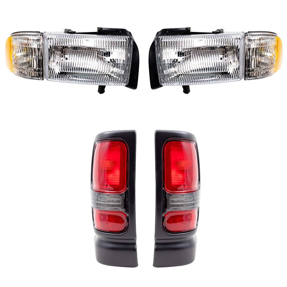 Replacement Set Headlights with Corner Lamp and Tail Lights Smoked Back Up Lens