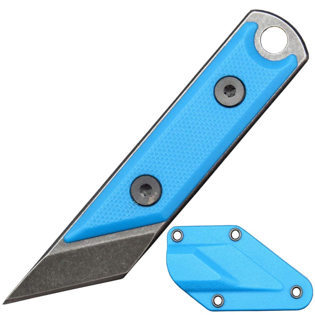 Ccanku C1146 Fixed Blade Knife,D2 Blade G10 Handle Mini Pocket Knife, EDC Tool Knife for Outdoor, Camping, Hiking, Fishing with kydex Sheath (Sky Blue)