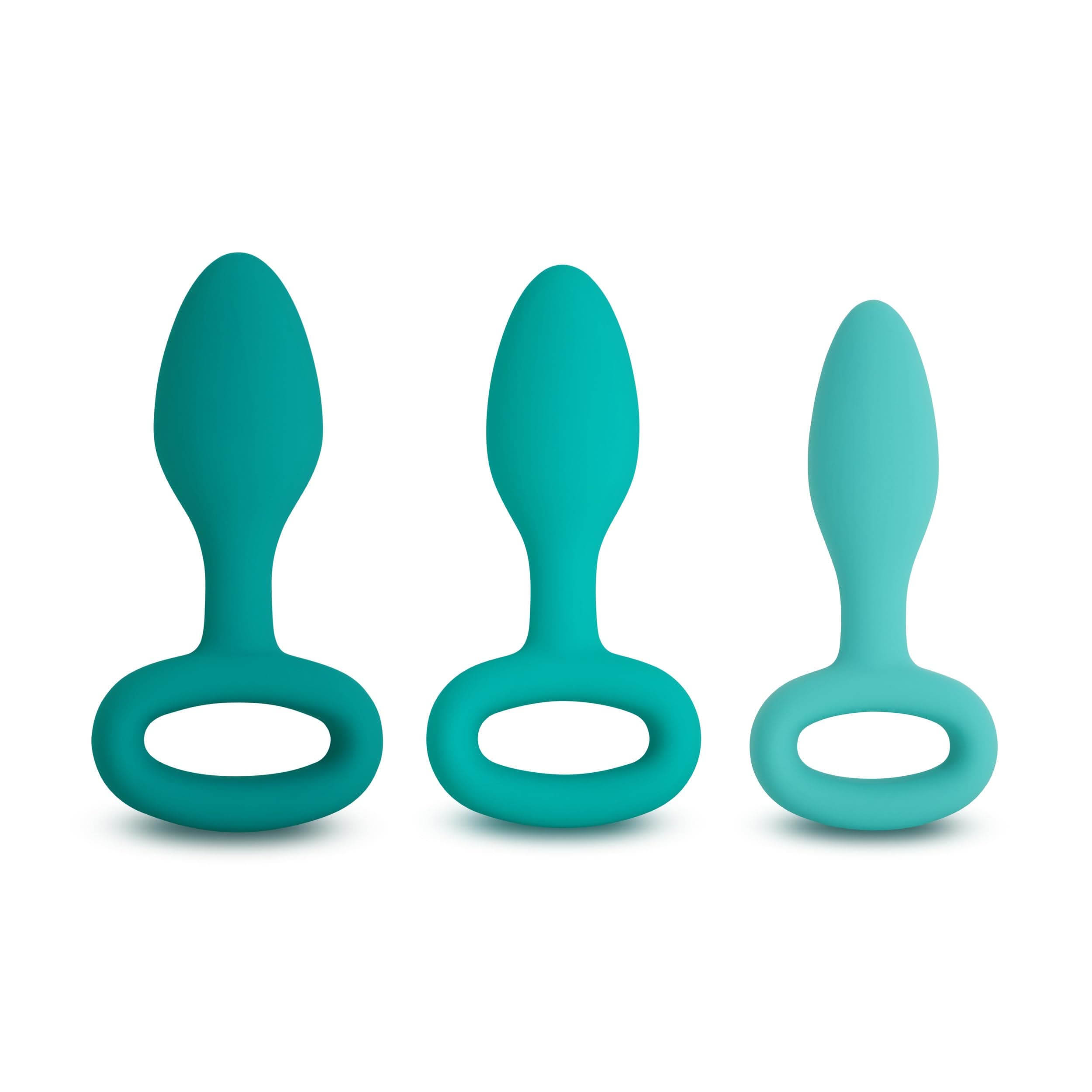 plusOne 3-Piece Butt Plug Training Set - Tapered Designs with Looped Bottom Ring for Easy Insertion and Beginner-Friendly - Waterproof & Body-Safe Silicone