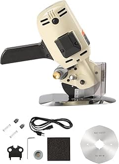 Electric Sewing Scissors 250W Rotary Fabric Cutter Cutting Thickness 27mm Octagonal Blade Electric Cutter 100mm 1 Replacement Blade Sharpening Stone for Cutting Textile Cooking