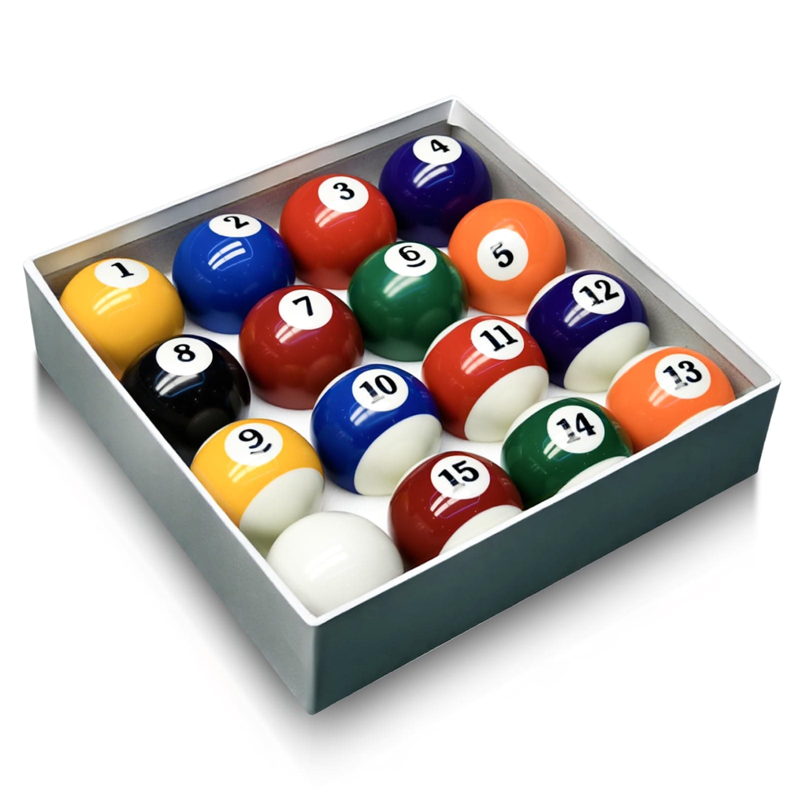 Billiard Balls Set 2-1/4" Regulation Size Pool Table Balls for Replacement (16 Resin Balls)
