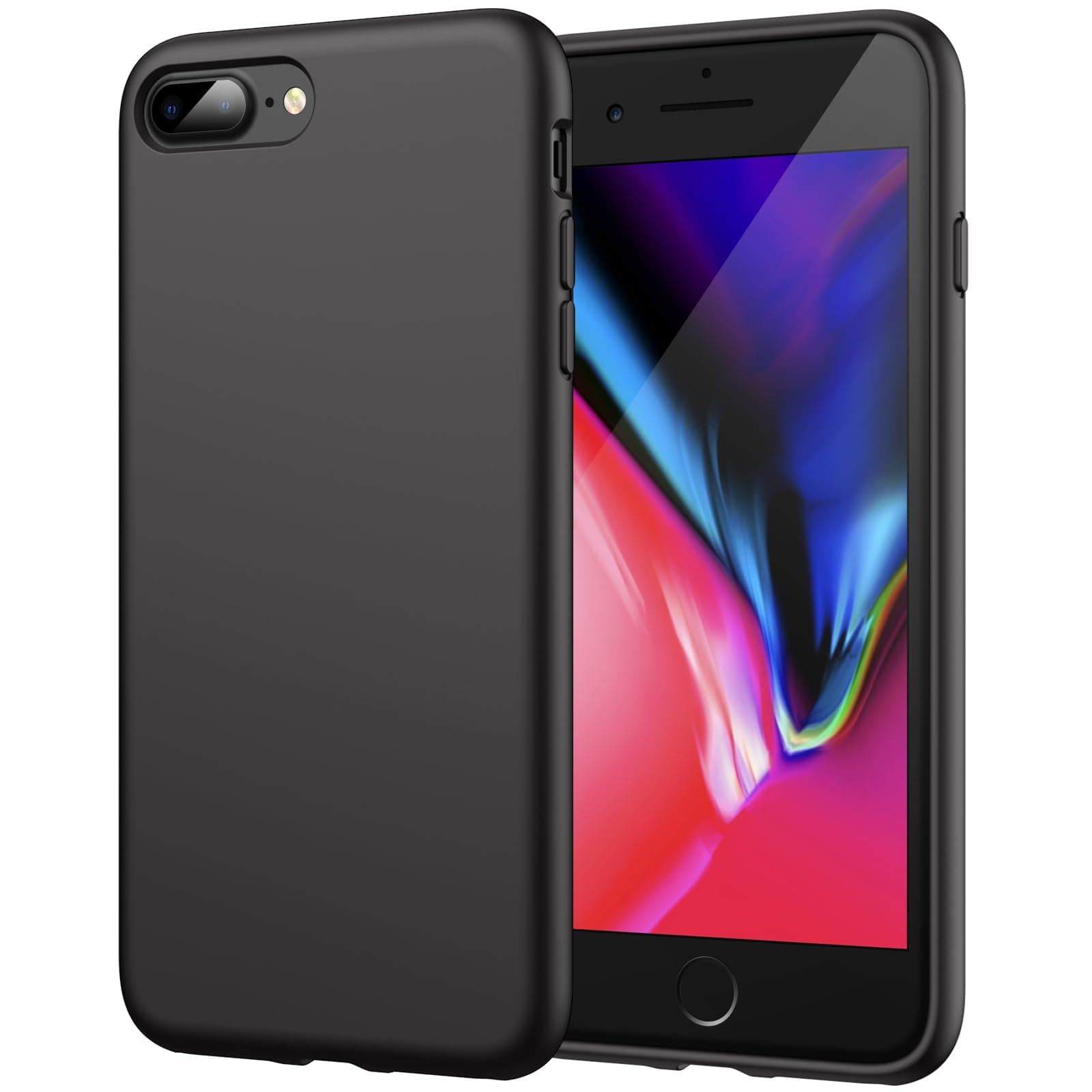 – Silicone Case for iPhone 7 Plus, iPhone 8 Plus, 5.5 Inch, Silky-soft touch Full-Body Protective Case, Shockproof cover with Microfiber Lining (Black)