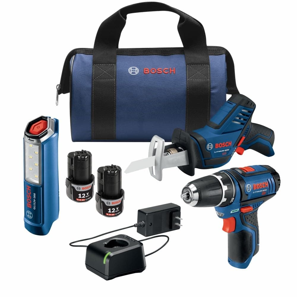 Bosch Power Tools Drill Kit - PS31-2A - 12-Volt, 3/8", Two Speed Driver, Cordless Drill Set - Includes Two Lithium Ion Batteries, 12V Charger, Screwdriver Bits and Soft Carrying Bag