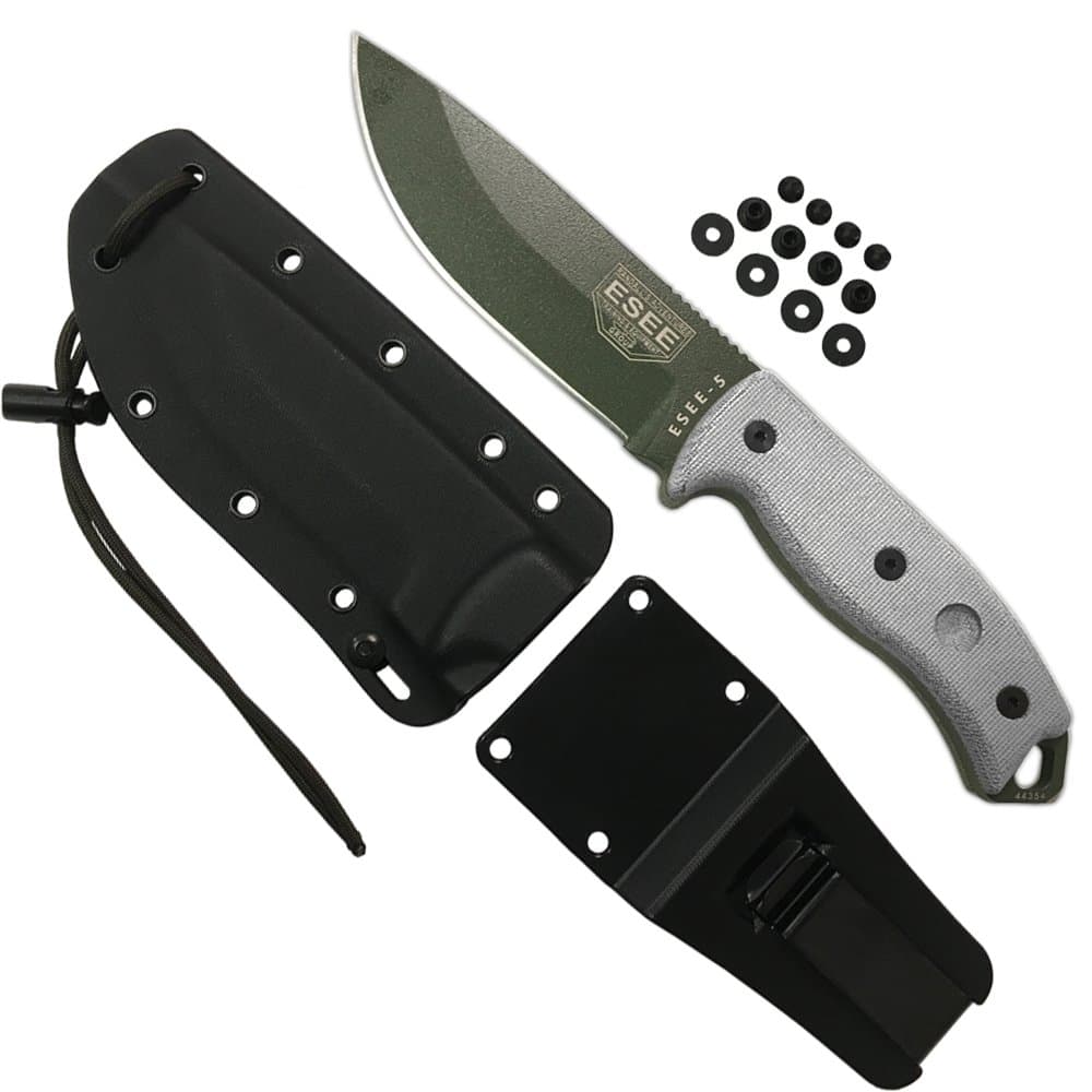 Authentic Model 5 Tactical Survival Fixed Blade Knife - Ambidextrous Kydex Sheath - SERE Team Designed (ESEE-5P-OD-E)