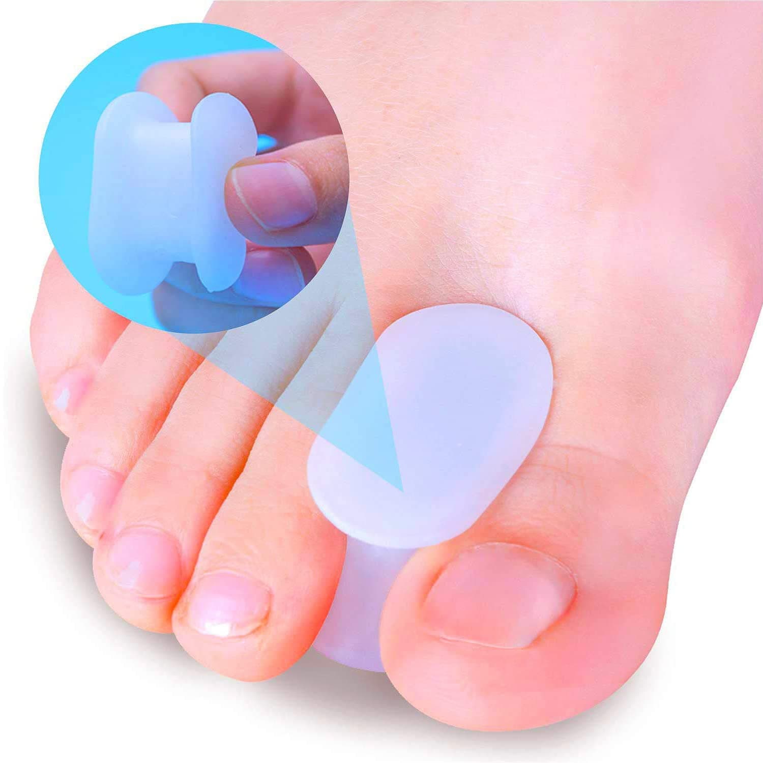 10 Pack Toe Spacers Separators, Bunion Corrector Gel Orthotics (1/2'' Thick) for Bunion, Overlapping Toes - L Size