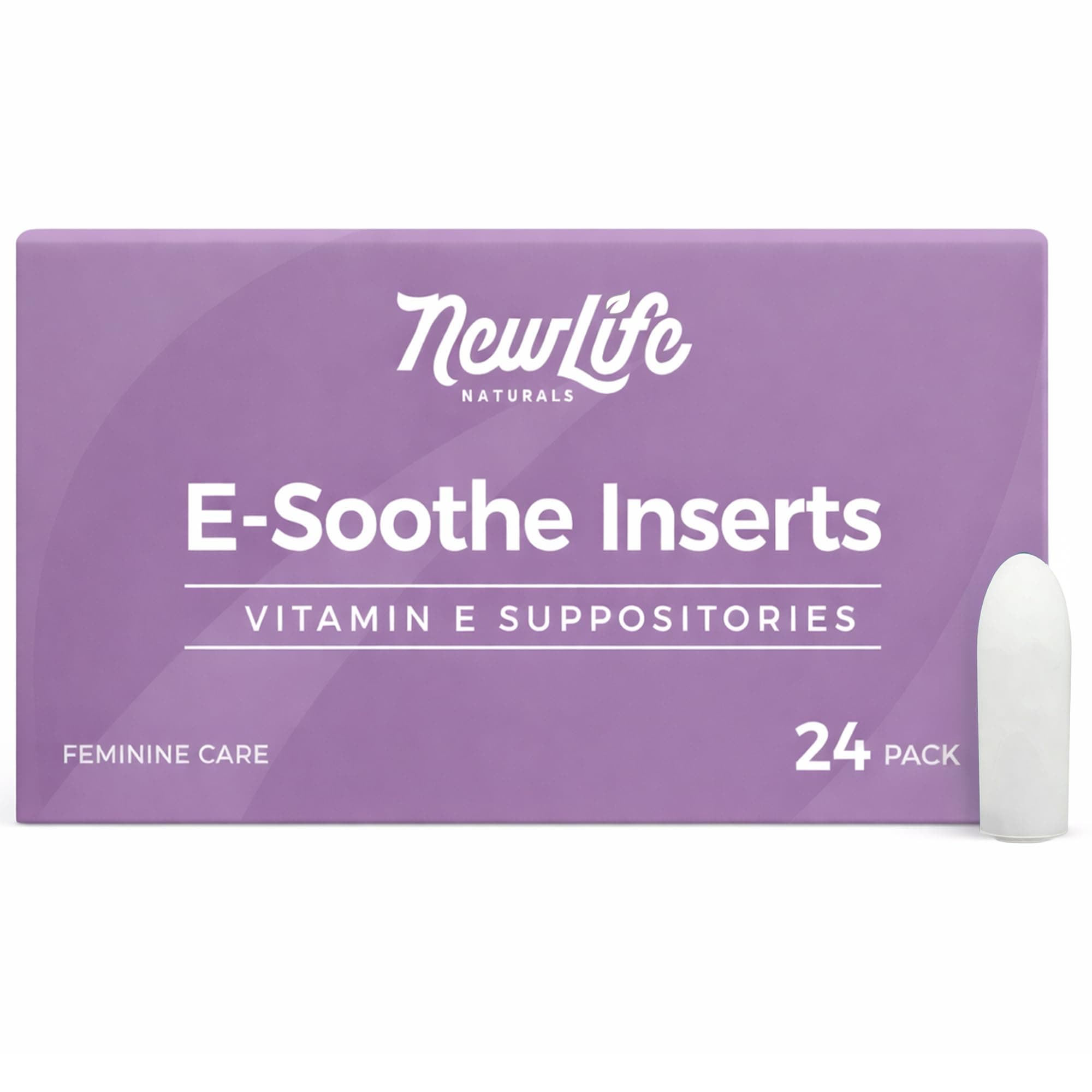 Vitamin E Vaginal Suppositories 38IU ESoothe - Moisture & Hydration Support - All Natural Estrogen Free Feminine Care - 24 Inserts