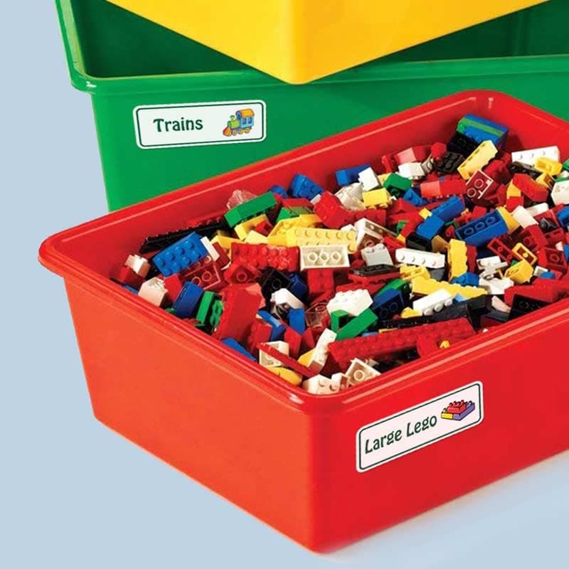 Lovable Labels Toy Bin Organization Labels 64 Pre-Printed + 8 Blank Storage Bin Stickers for Toy Storage, Toy Bin Labels Great Bin Organizer for Playroom and Daycare Centers.
