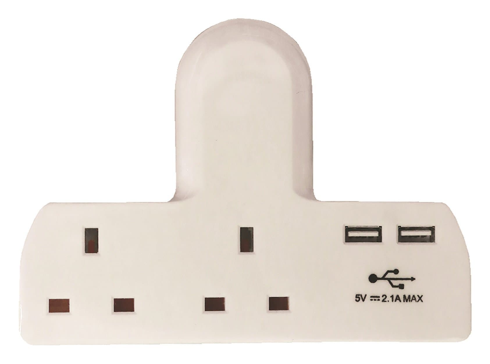 Pro Elec 2 Way Gang Multi Plug Extension Mains Socket Adapter with 2x USB Charge Ports