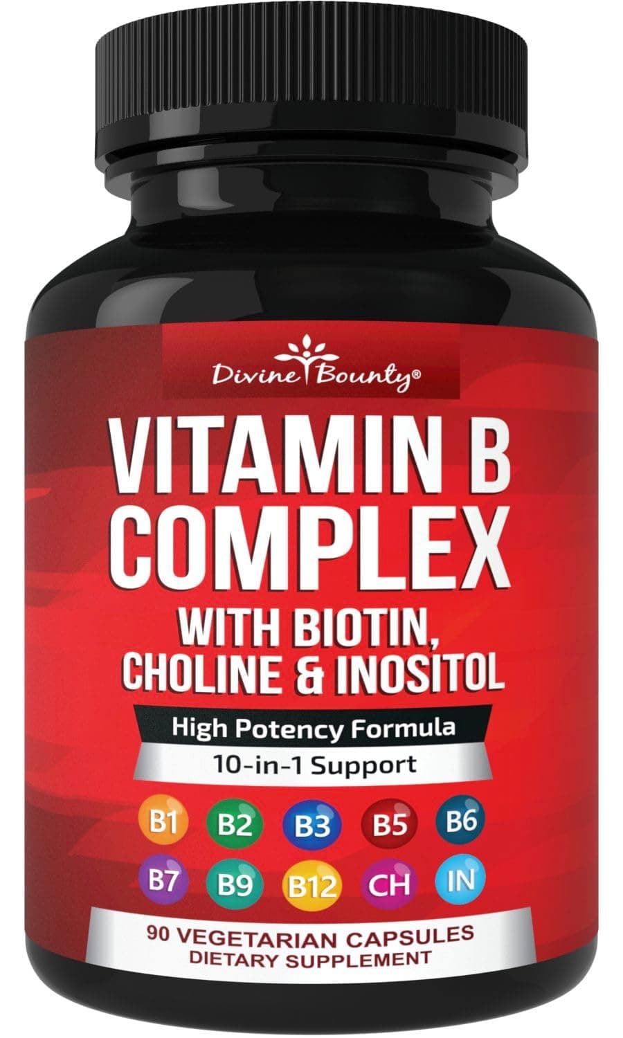 Super B Complex Vitamins - All B Vitamins Including B12, B1, B2, B3, B5, B6, B7, B9, Folic Acid - Vitamin B Supplement - Support Healthy Energy Metabolism - 90 Vegetarian Capsules