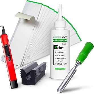 Wedge Guys Golf Grip Kits for Regripping Golf Clubs - Professional Quality - Options Include Hook Blade, 15 or 30 Tape Strips, 5 or 8 oz Solvent, Grip Tape Remover, Bench Vise & Rubber Clamp