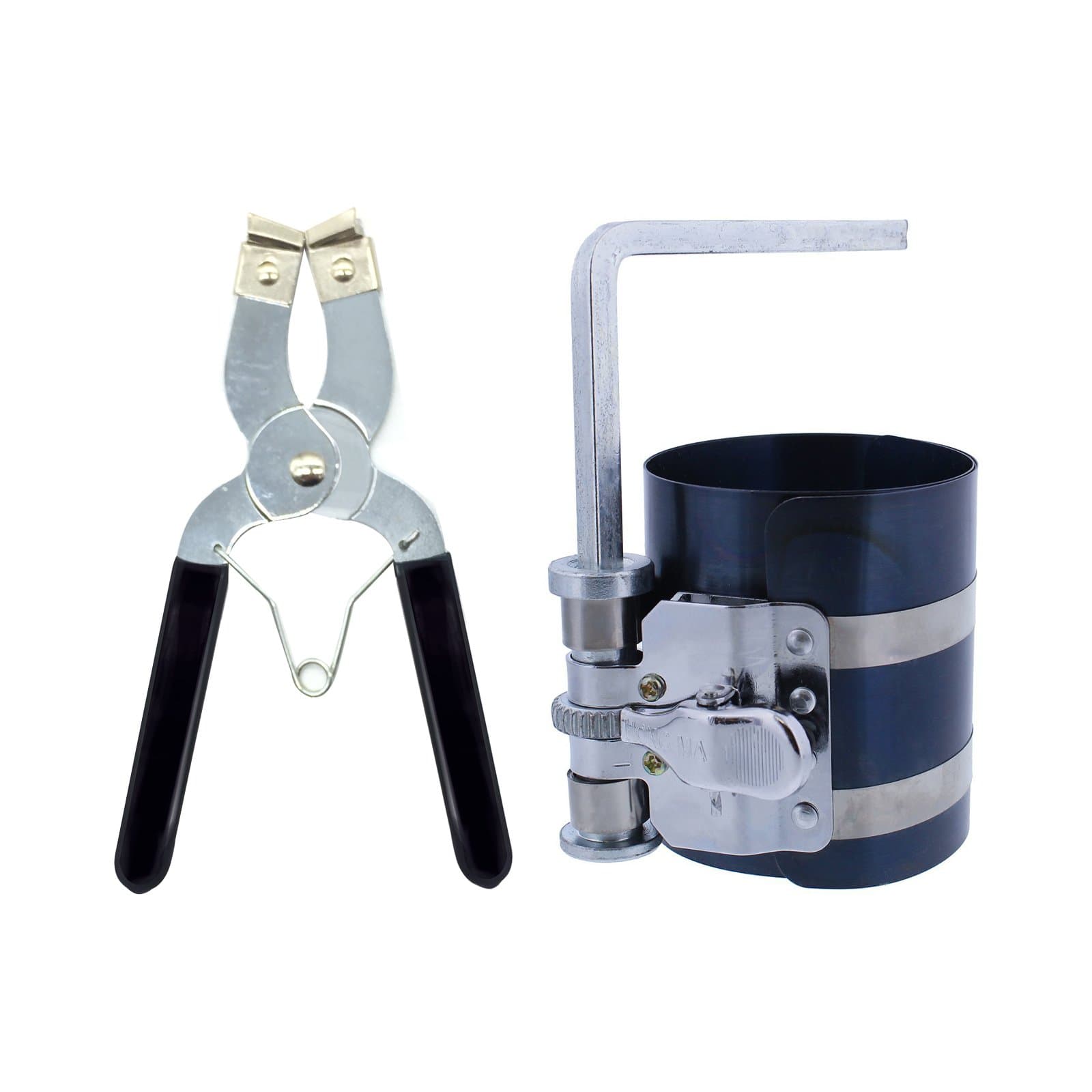 Car Engine Piston Ring Installer Removal Kit - Piston Ring Compressor 2 1/8" to 7" & Adjustable Piston Installer Plier
