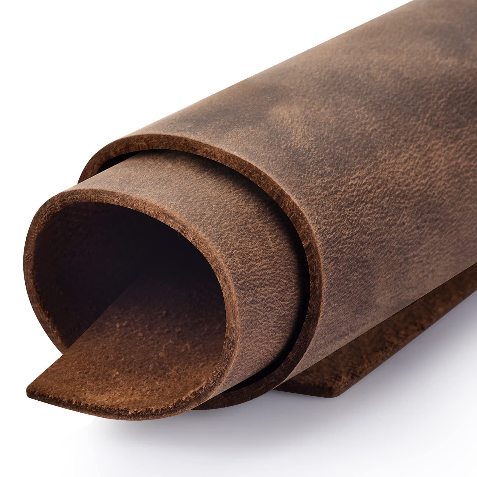 Tooling Leather Square 1.8-2.0MM Thick Genuine Top Full Grain Oil Tan Crazy Horse Cowhide Leather Sheets for Crafts Tooling Sewing Wallet Earring Hobby (Black Brown, 8"x12")