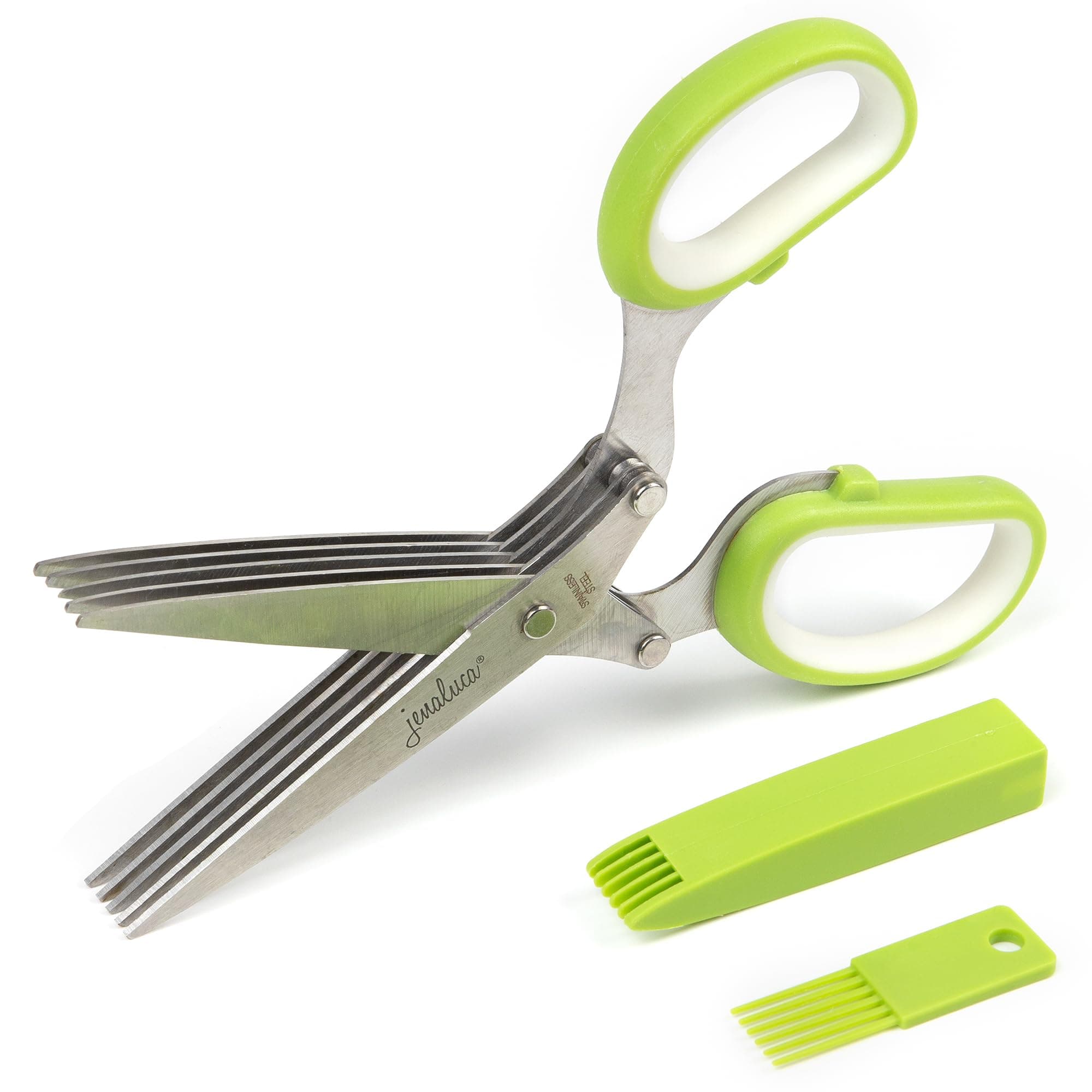 Jenaluca Herb Scissors with 5 Blades and Safety Cover - Salad Scissors - Cut,...
