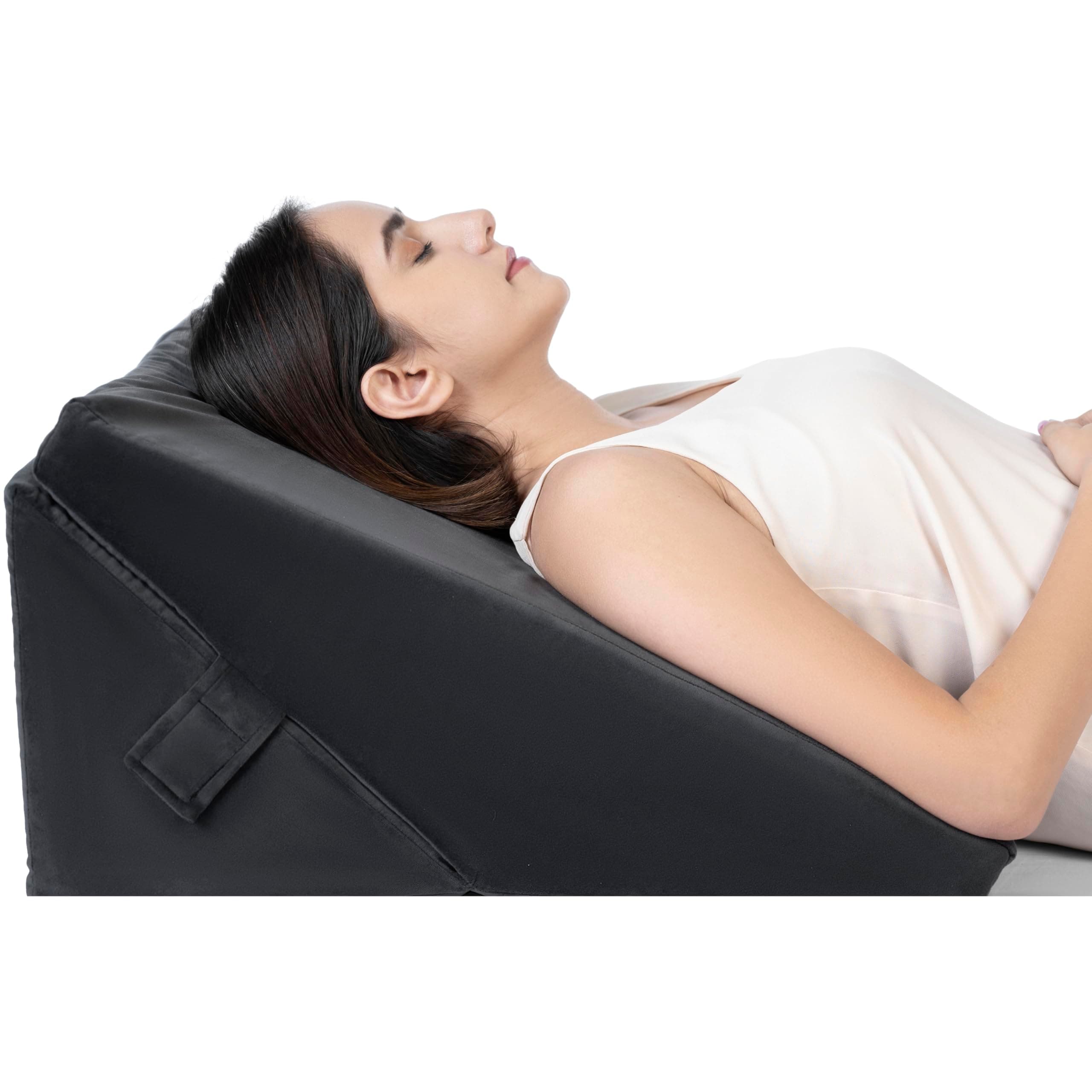 FOVERA Wedge Pillow for Back Support, Adjustable Memory Foam Bed Wedge Pillow for Sleeping, Acid Reflux, GERD, Snoring, Pregnancy, Post-Surgical Recovery (Velvet Dark Grey, Standard - 22x22x12 Inch)