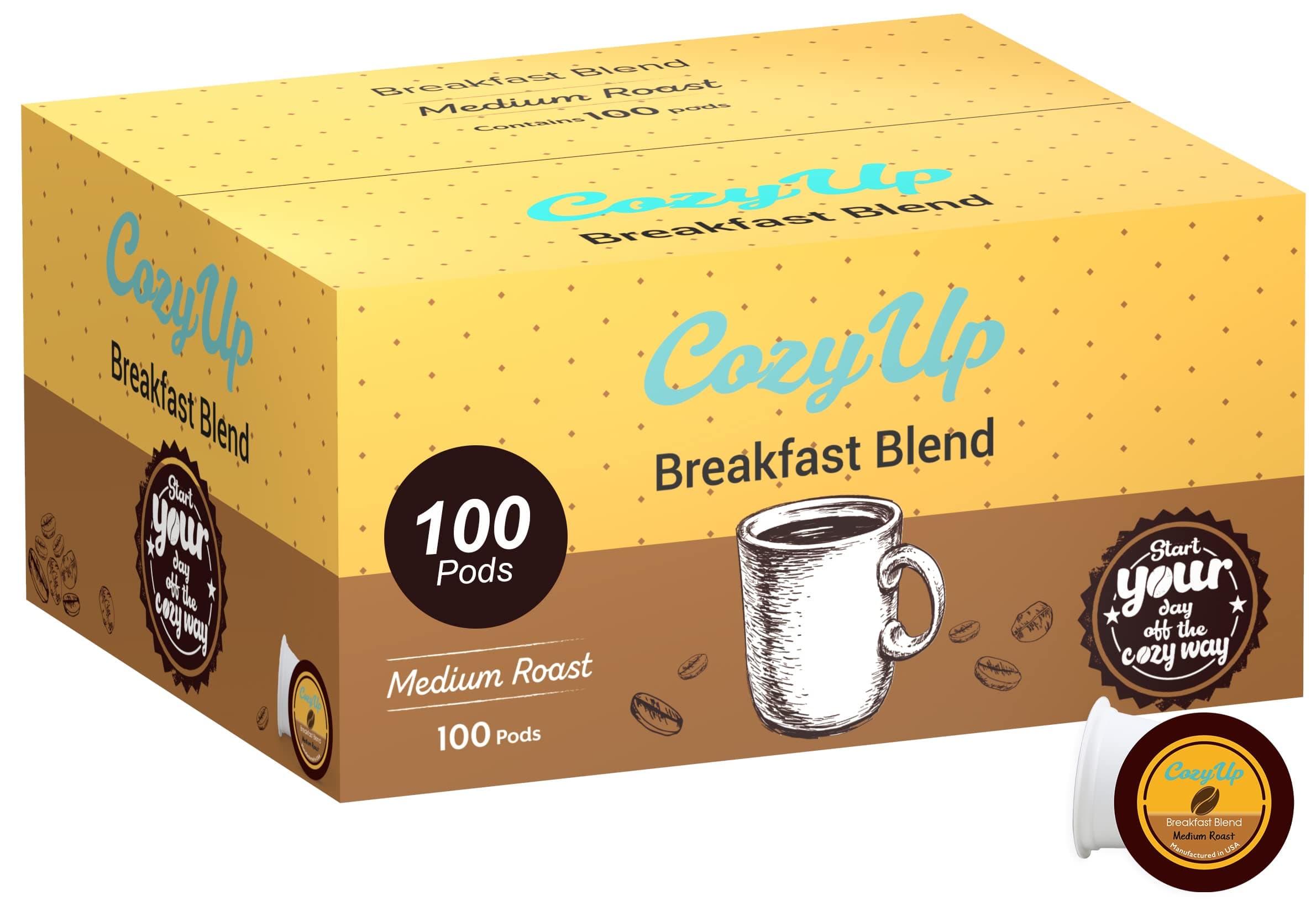 Breakfast Blend Medium Roast Coffee Compatible with Keurig K-Cup Brewers