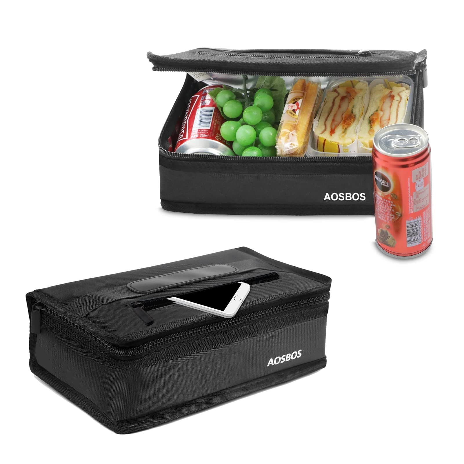 Small Insulated Lunch Bag - Compact Lunch Box for Portion Control, Work & Office, Black