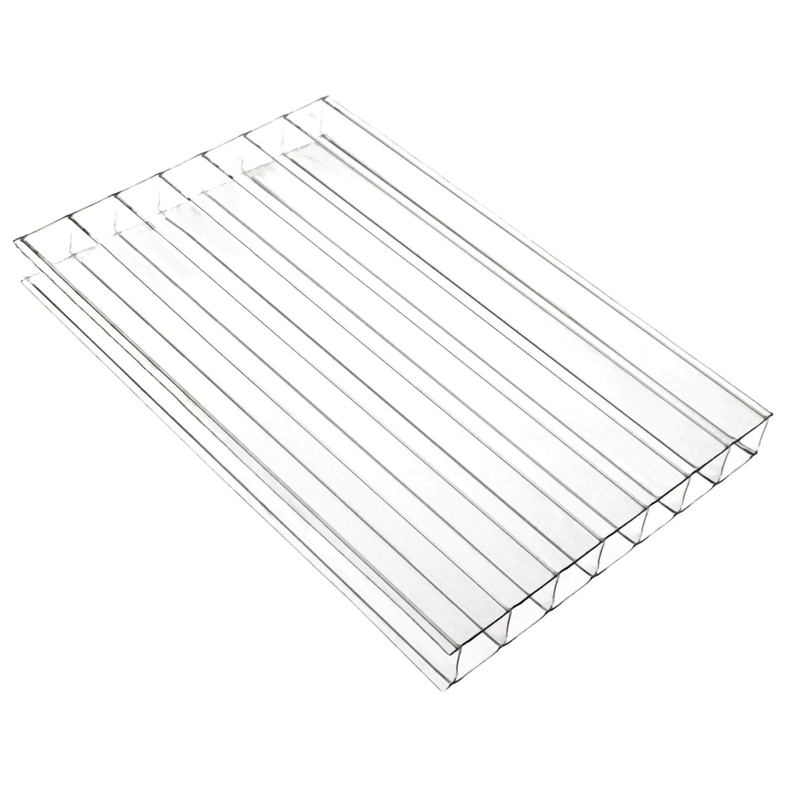 Clear, 2.1 x 1.5m (Width x Length) 10mm Multiwall Polycarbonate Sheets Poly Plastic Roof Panel for Lean-to Canopy Conservatory