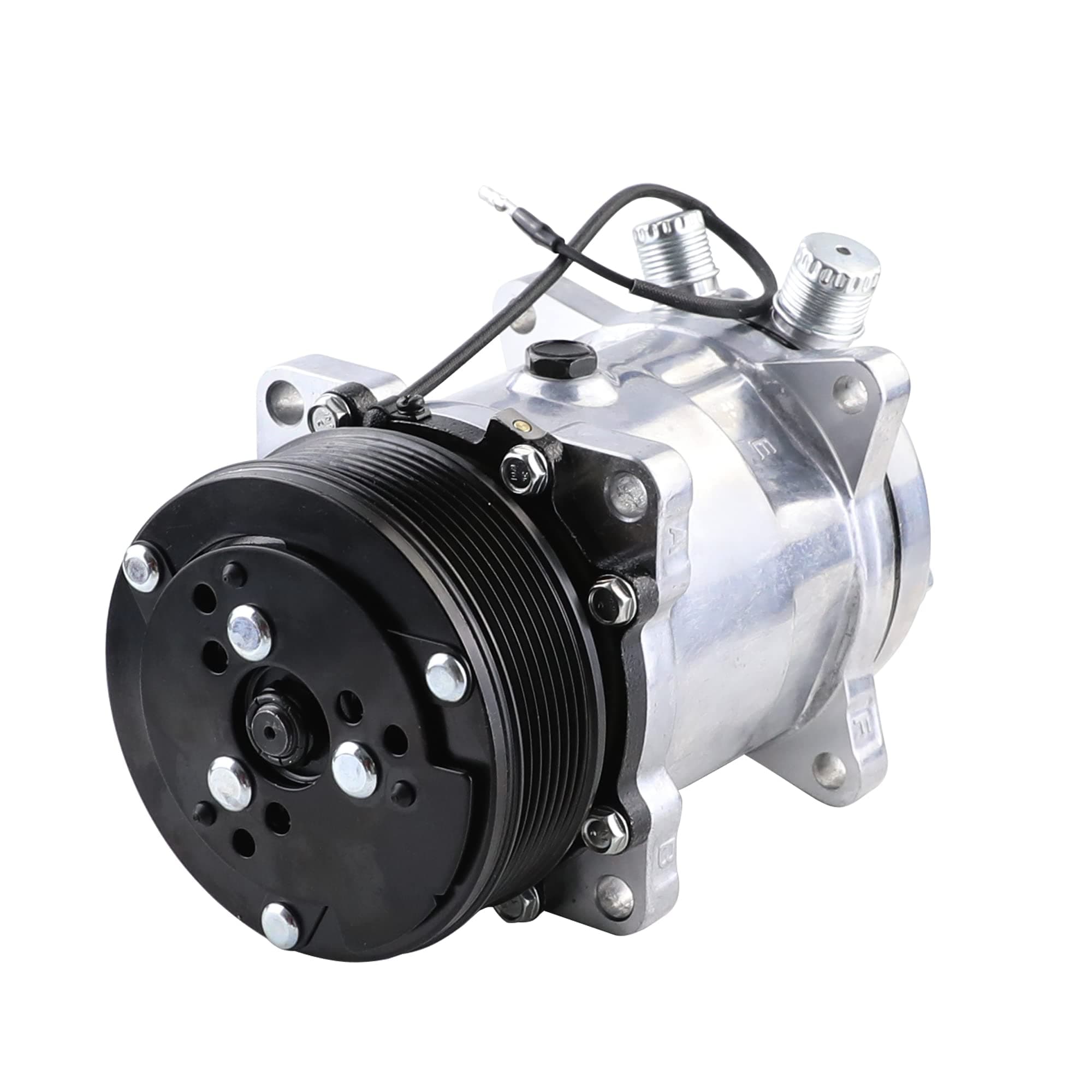 Universal A/C Compressor with Black PV7 Clutch SD 508 Style 5H14 R134A Serpentine Belt