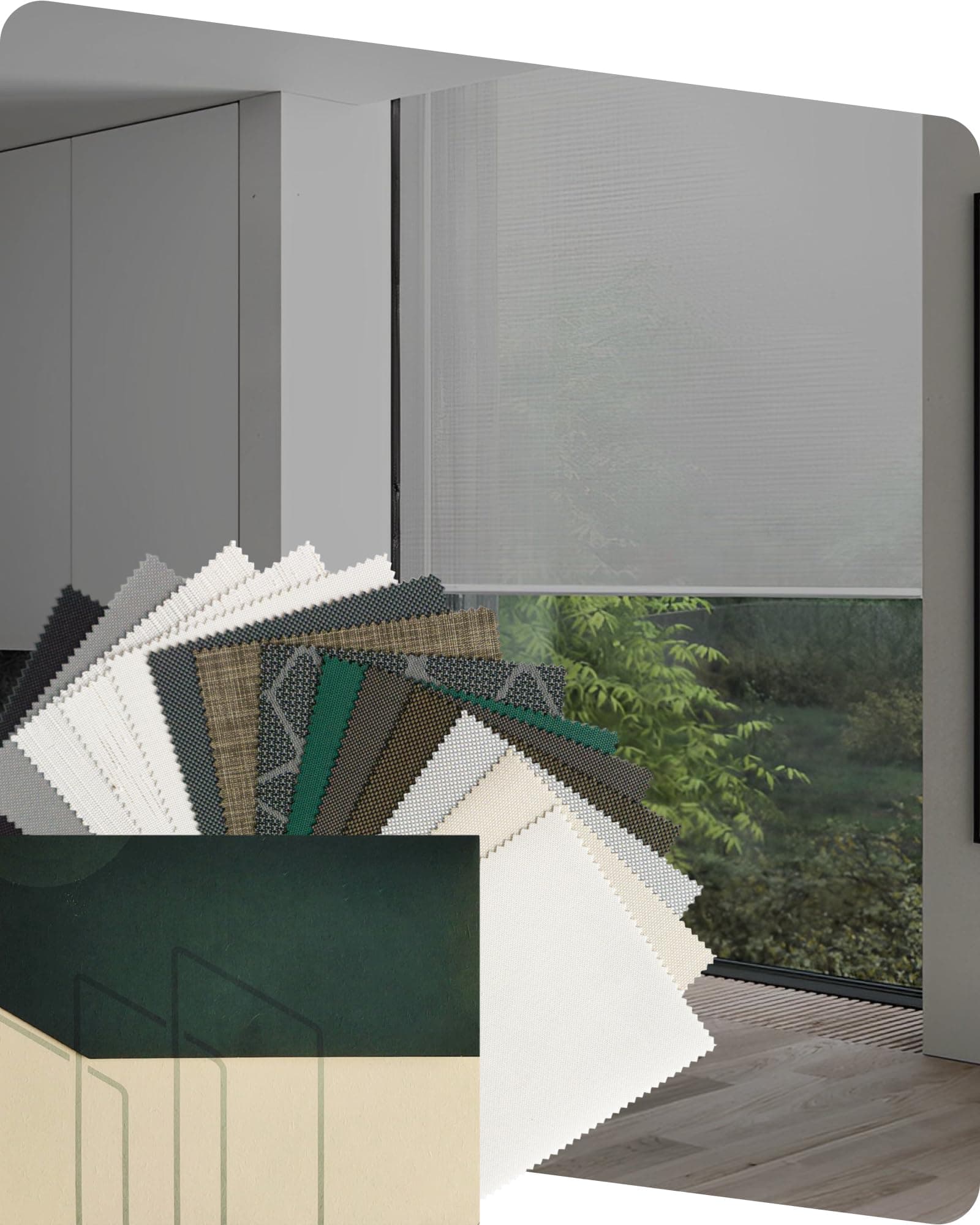 Motorized Solar Shades Light Filtering Motorized Blinds with Remote Smart Blinds Work with Alexa Flame Retardant Roller Shades for Windows Home Office, Fabric Sample (Multicolor)