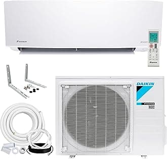 9,000 BTU 18 SEER2 Entra R32 Series Ductless Mini Split Heat Pump System w/Maxwell All-Inclusive 15โ Installation Kit and Wall Mounting Bracket (230V), White, RXC09+FTXC09+IKM1438+WAFP24