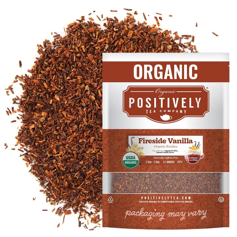 Organic Positively Tea Company, Fireside Vanilla Rooibos Tea, Loose Leaf, 16 Ounce