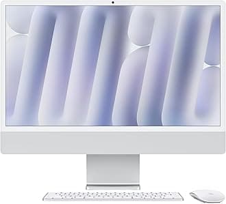 – Apple iMac All-in-One Desktop Computer with M4 chip with 10-core CPU and 10-core GPU: Built for Apple Intelligence, 24-inch Retina Display, 16GB Unified Memory, 256GB SSD storage; Silver
