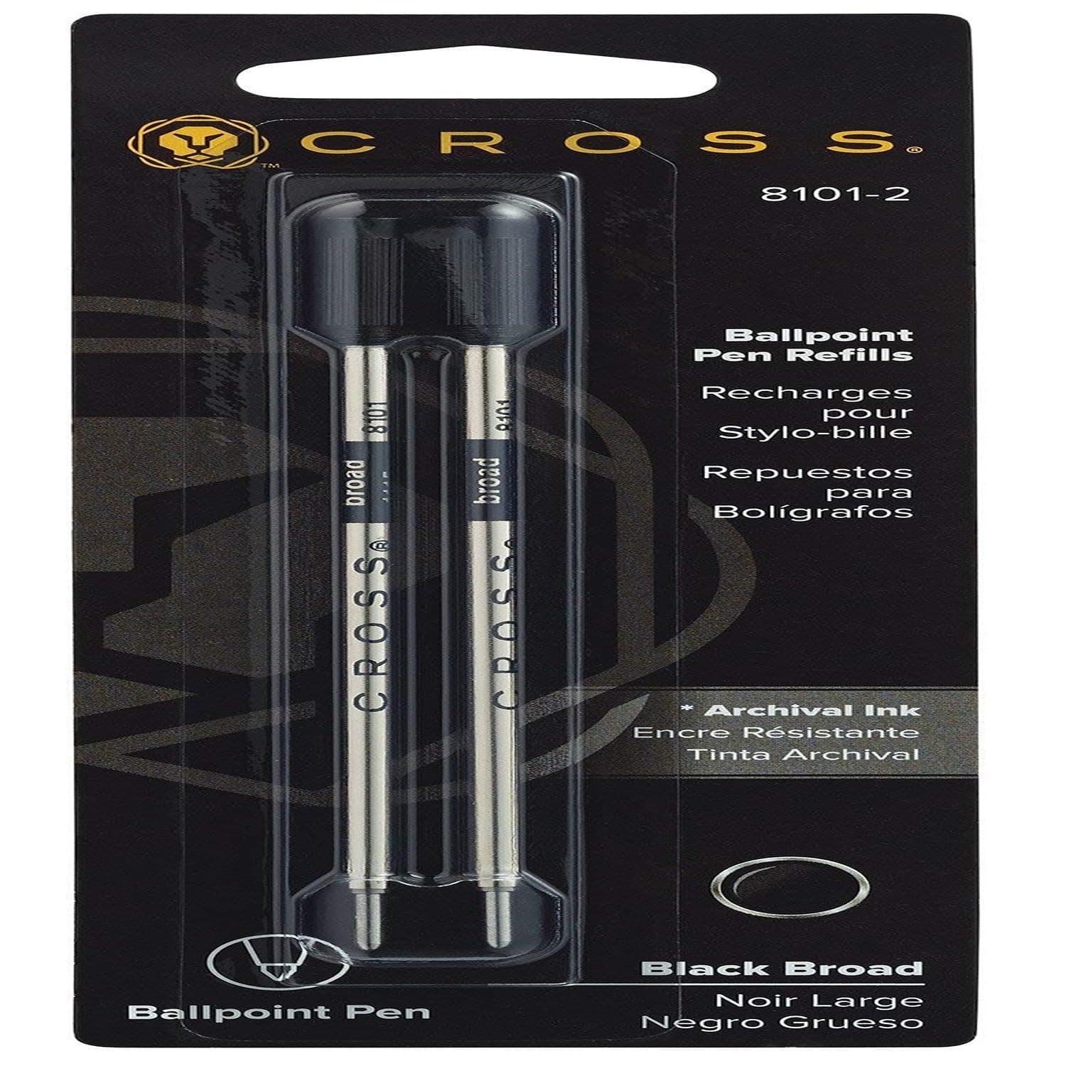 Cross 81012 Refill Ballpoint Pens, Broad, Black Ink, 2/Pack