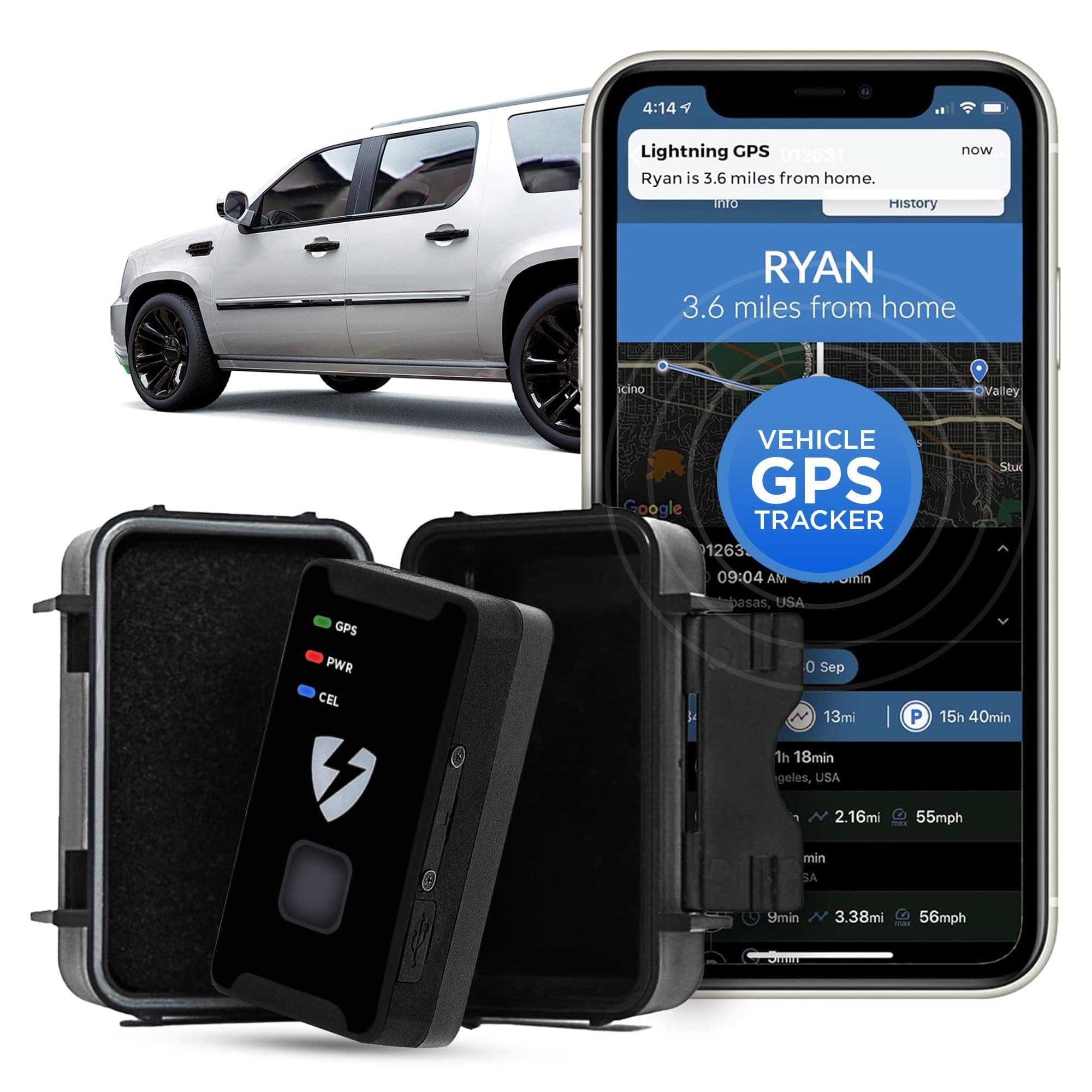 Lightning GPS GL300 Car Tracker Device for Vehicles w/Magnetic Case – Hidden GPS Tracker for Fleet Security, Long Range Vehicle Tracking, Discreet, Ideal for Cars and Trailers, Subscription Required