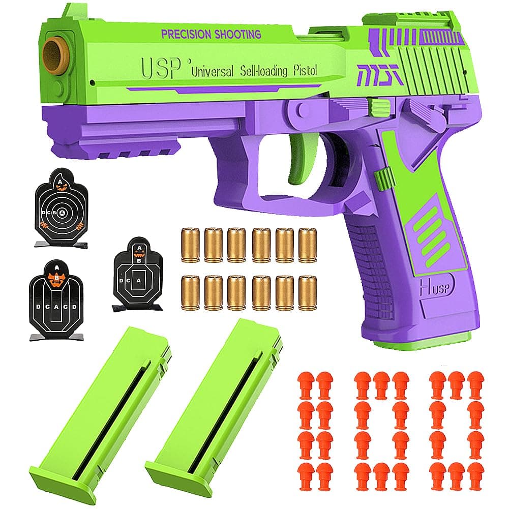 - Shell Ejecting Toy Gun, Automatic Pull Back Action Shooting Games Education Model Toy for Kids Gifts