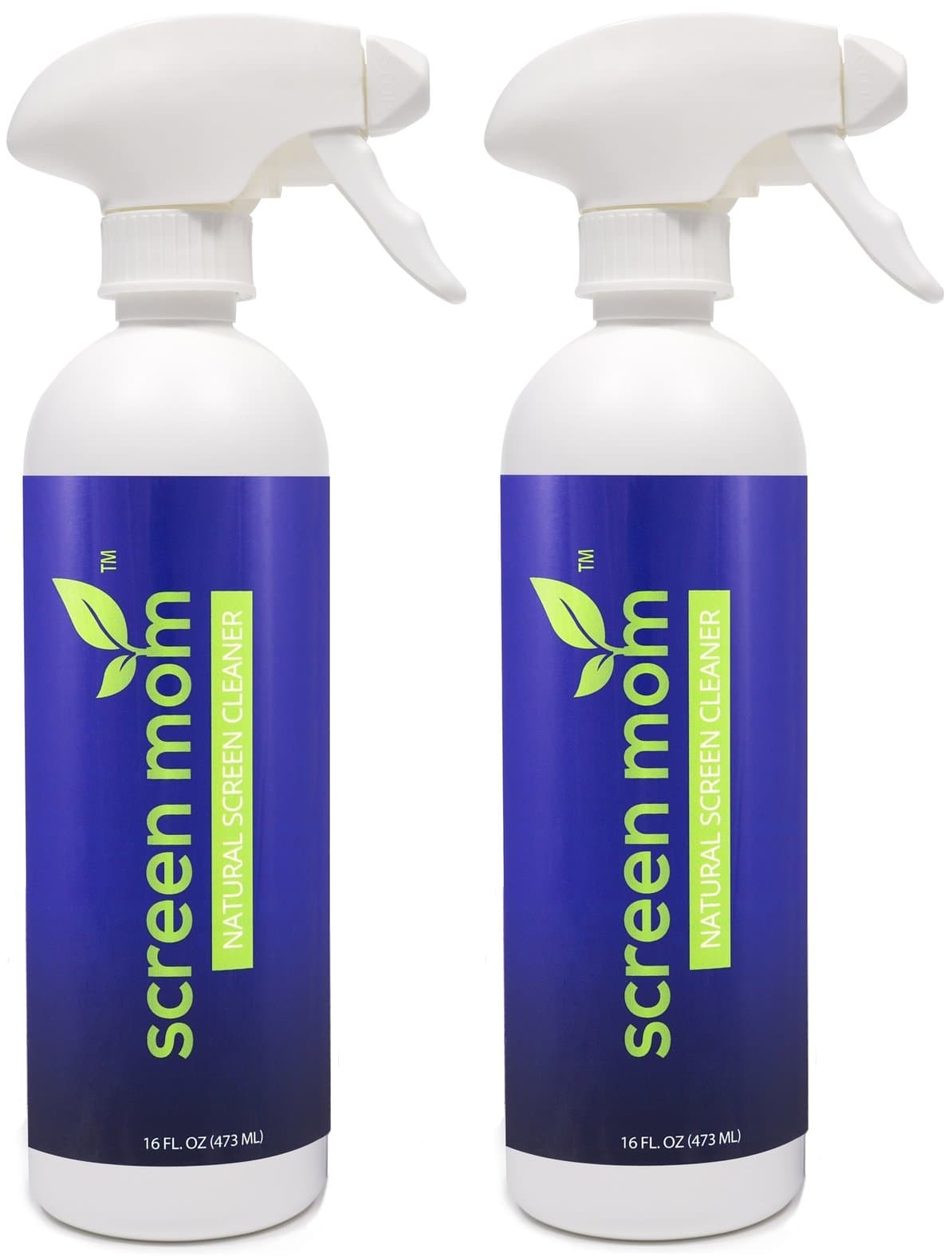 Screen Mom Screen Cleaner Kit 16oz (2-Pack) Best for LED & LCD TV, Computer Monitor, Electronics, Phone, Laptop Cleaning, iPad, and Flat Screen -includes 2 16oz Spray Bottles & Large Microfiber Cloths