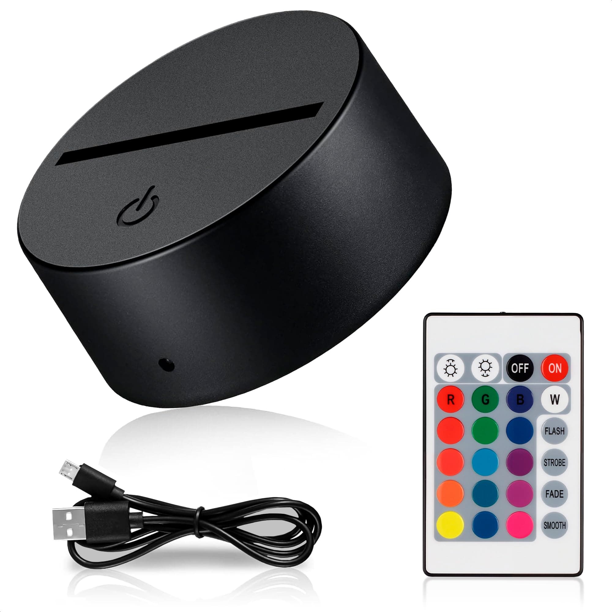 LED Light Base for Acrylic, Led Acrylic Light Base Black with Remote Control, 16-Color Changing USB Powered Display Stand - 3D Crystal Glass Art Plates, Touch Switch Night Lamp in Bedroom, Gift Decor
