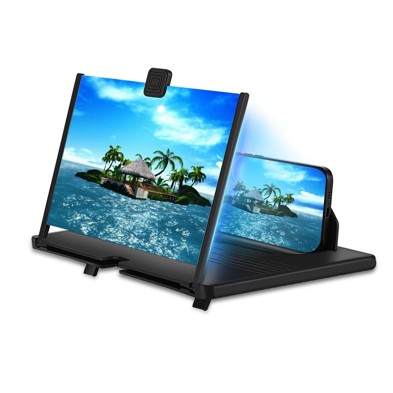 hopeful 12" Thin Foldable Phone Magnifier Screen Foldable HD 3D Blu-ray Easy to Carry Gadgets for Men Gifts Technology 3d Movies Phone Projector (black)