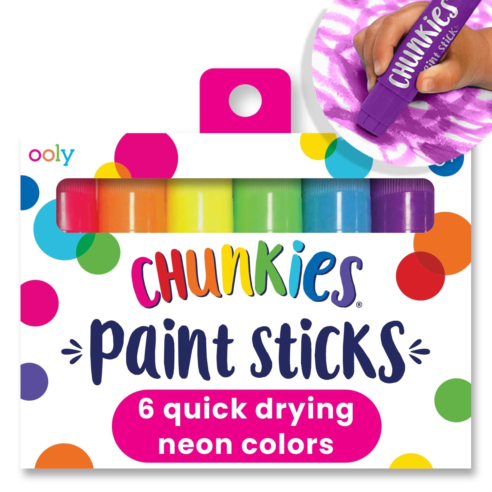 Chunkies 6 Neon Paint Sticks For Kids, Tempera Paint Sticks Neon Colors Set, No Mess Quick Drying Art Supplies for Toddlers and Kids