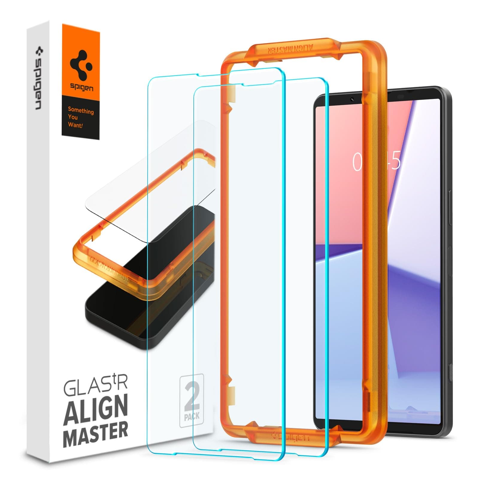 Spigen AlignMaster Tempered Glass Screen Protector for Xperia 1 VII, Xperia 1 VI (2 Pack)