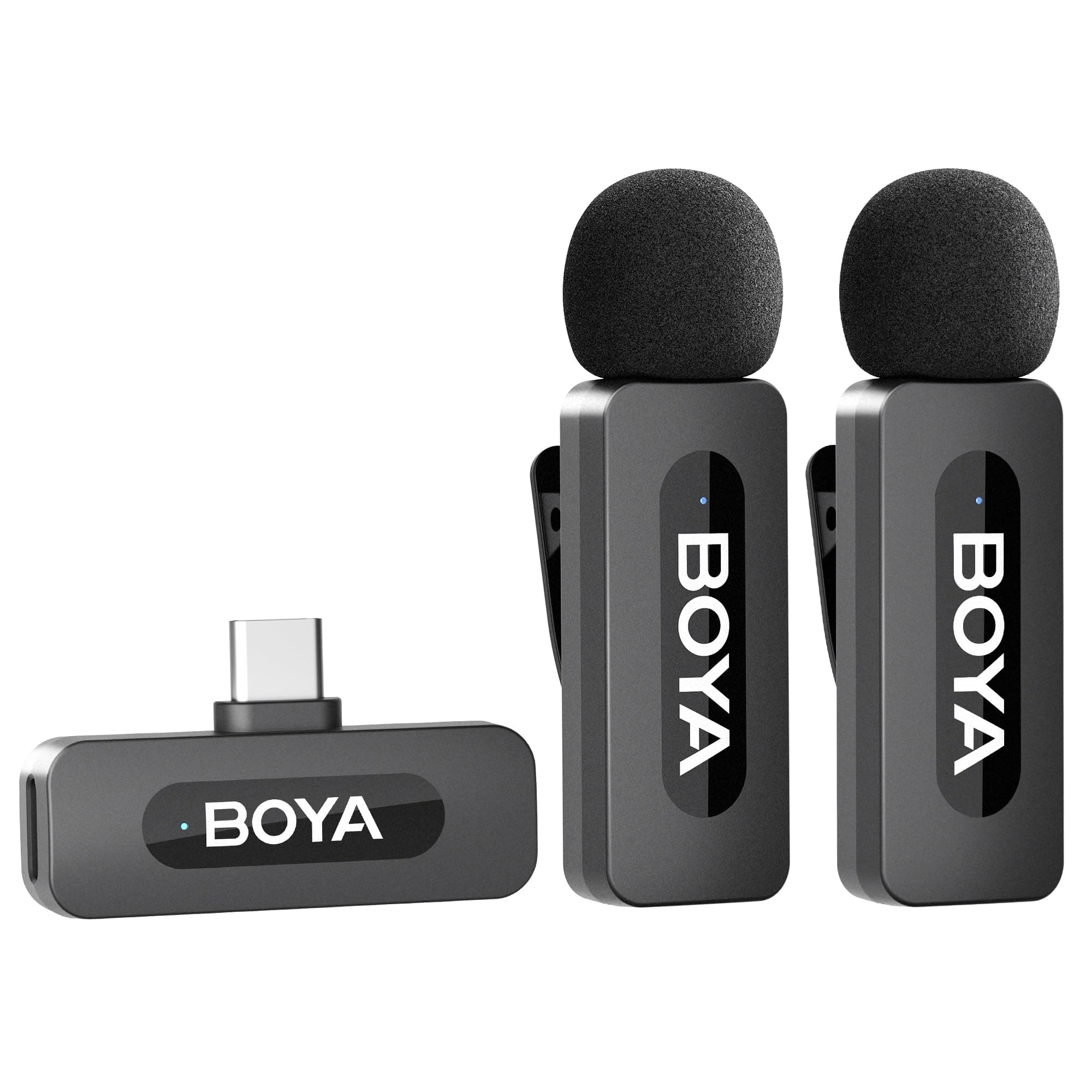 BOYA Dual Wireless Lavalier Lapel Microphone for Android Smartphone iPhone15 Laptop - Omnidirectional USB C Condenser Video Recording Mic for Interview Podcast Vlog YouTube Live Stream (TX+TX+RX)