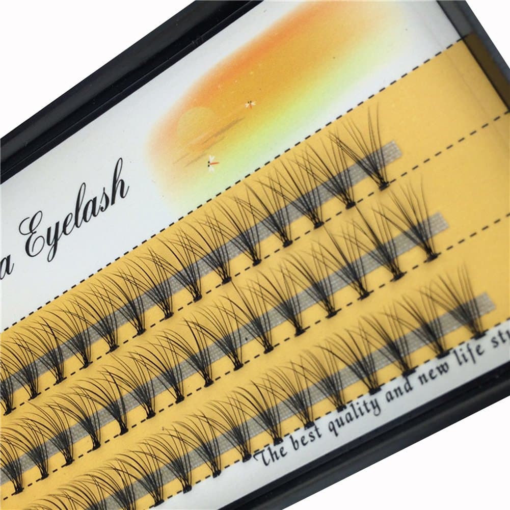 BodermincerScala 10 Root 60pcs Black Handmade False Eyelashes Natural Long Individual Eyelashes Extension Fake Lashes Makeup Beauty Cosmetic (11mm)
