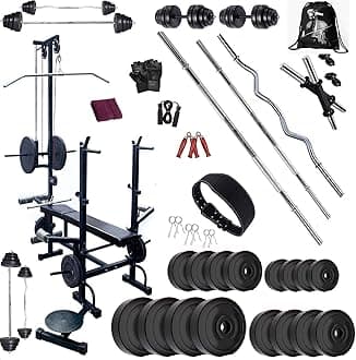 Home Gym Set with Heavy Delux Bench (20IN1) N Weight Plates. (30)