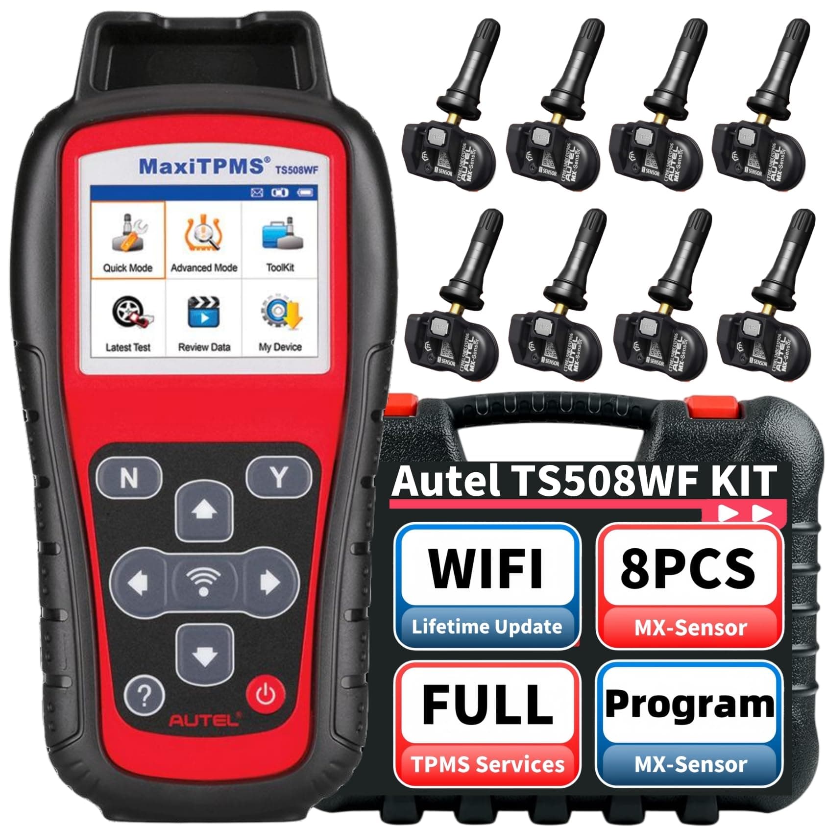 Autel MaxiTPMS TS508WF KIT 2025 TPMS Programming Tool with 8PCS Autel MX Sensor ($229), Tire Sensor Programmer, Relearn/Activate/Read/Copy TPMS Sensors, TPMS Reset, WiFi Ver. of TS601 TS508 TS501 ï»ż