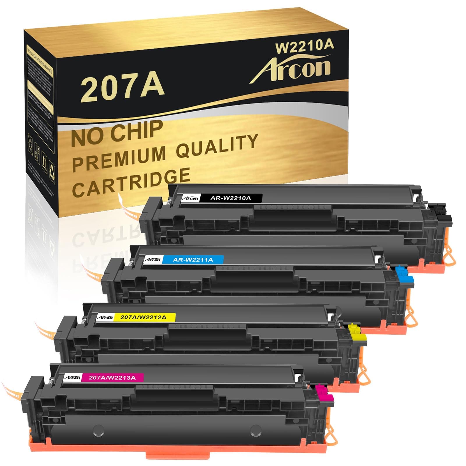 4-Pack Compatible 207A Toner Cartridge Multipack Replacement for HP 207A Color Laserjet Pro MFP M283fdw M255dw M282nw M283fdn M255nw W2210A W2211A W2212A W2213A - Black Cyan Yellow Magenta (No Chip)